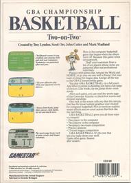 Box back cover for Gba Championship Basketball - Two-on-two on the Commodore 64.