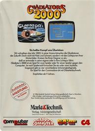Box back cover for Gladiator's 2000 on the Commodore 64.