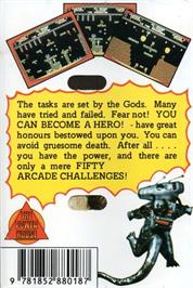 Box back cover for Gods And Heroes on the Commodore 64.