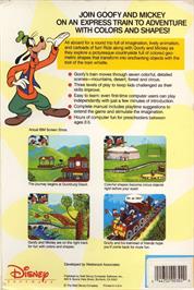 Box back cover for Goofy's Railway Express on the Commodore 64.