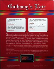 Box back cover for Gothmog's Lair on the Commodore 64.