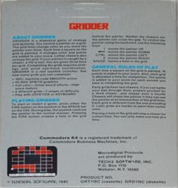Box back cover for Gridder on the Commodore 64.