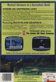 Box back cover for Gryphon on the Commodore 64.