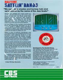 Box back cover for Halftime Battlin' Bands on the Commodore 64.