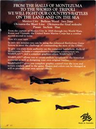 Box back cover for Halls of Montezuma: A Battle History of the United States Marine Corps on the Commodore 64.