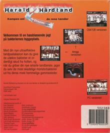 Box back cover for Harald Hårdtand: Kampen om de rene tænder on the Commodore 64.