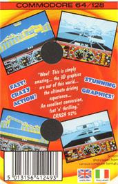 Box back cover for Hard Drivin' on the Commodore 64.