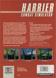 Box back cover for Harrier Combat Simulator on the Commodore 64.