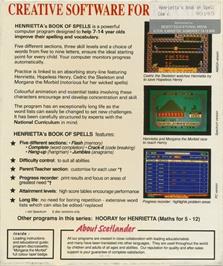 Box back cover for Henrietta's Book Of Spells on the Commodore 64.
