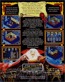 Box back cover for Hero Quest: Return of the Witch Lord on the Commodore 64.