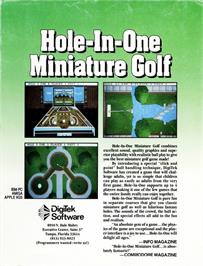 Box back cover for Hole-In-One Miniature Golf on the Commodore 64.
