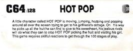 Box back cover for Hot Pop on the Commodore 64.