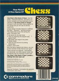 Box back cover for How About A Nice Game Of Chess! on the Commodore 64.