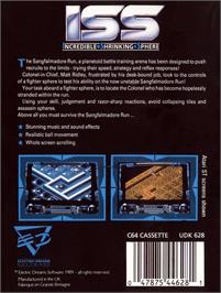 Box back cover for ISS - Incredible Shrinking Sphere on the Commodore 64.