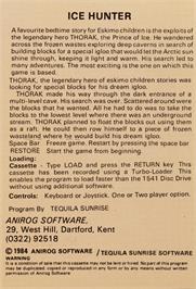 Box back cover for Ice Hunter on the Commodore 64.