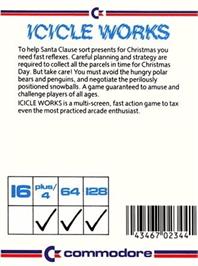 Box back cover for Icicle Works on the Commodore 64.