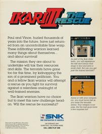 Box back cover for Ikari 3 - The Rescue on the Commodore 64.