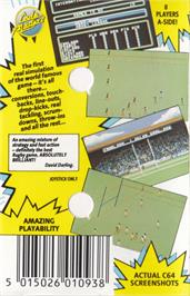 Box back cover for International Rugby Simulator on the Commodore 64.
