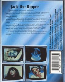 Box back cover for Jack The Ripper on the Commodore 64.