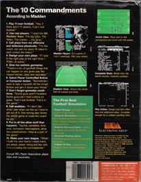 Box back cover for John Madden Football on the Commodore 64.