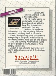 Box back cover for Juice! on the Commodore 64.