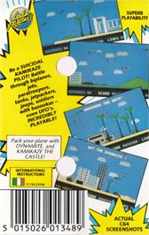 Box back cover for Kami-Kaze (Supersoft) on the Commodore 64.