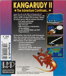 Box back cover for Kangarudy 2 - The Adventure Continues on the Commodore 64.