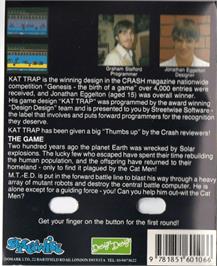 Box back cover for Kat Trap - Planet Of The Cat-men on the Commodore 64.