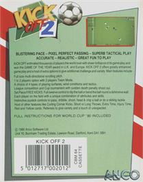 Box back cover for Kick Off 2 on the Commodore 64.