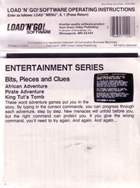 Box back cover for King Tut's Tomb Adventure on the Commodore 64.