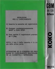 Box back cover for Koko on the Commodore 64.