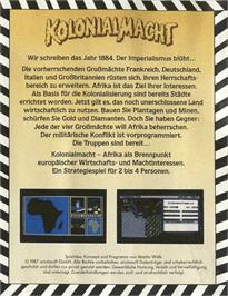 Box back cover for Kolonialmacht on the Commodore 64.