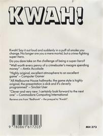 Box back cover for Kwah! on the Commodore 64.