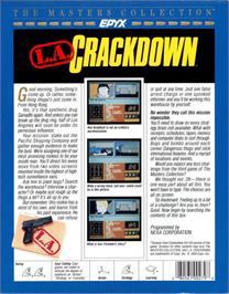 Box back cover for L.A. Crackdown on the Commodore 64.