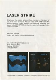 Box back cover for Laser Strike (COMPUTE!) on the Commodore 64.