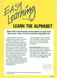 Box back cover for Learn The Alphabet on the Commodore 64.