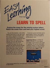 Box back cover for Learn To Spell on the Commodore 64.