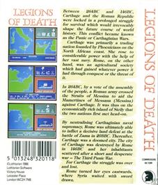 Box back cover for Legions Of Death on the Commodore 64.