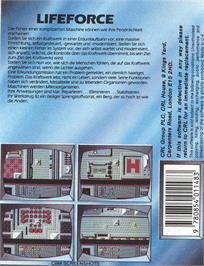 Box back cover for Lifeforce on the Commodore 64.