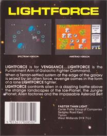 Box back cover for Light Force on the Commodore 64.