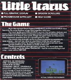 Box back cover for Little Icarus on the Commodore 64.