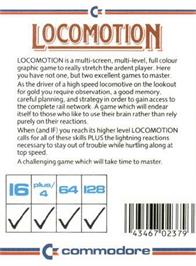 Box back cover for Locomotion on the Commodore 64.