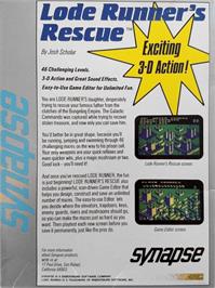 Box back cover for Lode Runner's Rescue on the Commodore 64.