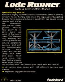 Box back cover for Lode Runner on the Commodore 64.