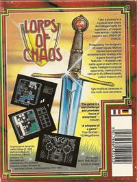 Box back cover for Lords of Chaos on the Commodore 64.