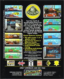 Box back cover for Lotus Esprit Turbo Challenge on the Commodore 64.