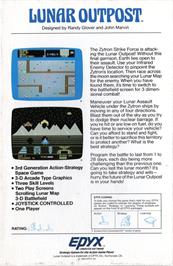 Box back cover for Lunar Outpost on the Commodore 64.