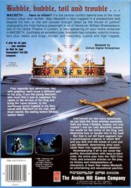Box back cover for Macbeth on the Commodore 64.