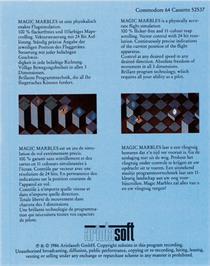 Box back cover for Magic Marbles on the Commodore 64.