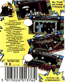 Box back cover for Magicland Dizzy on the Commodore 64.